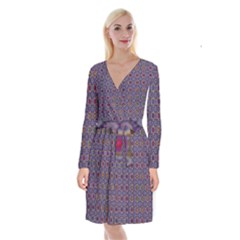 Tile Background Image Pattern Long Sleeve Velvet Front Wrap Dress by Pakrebo