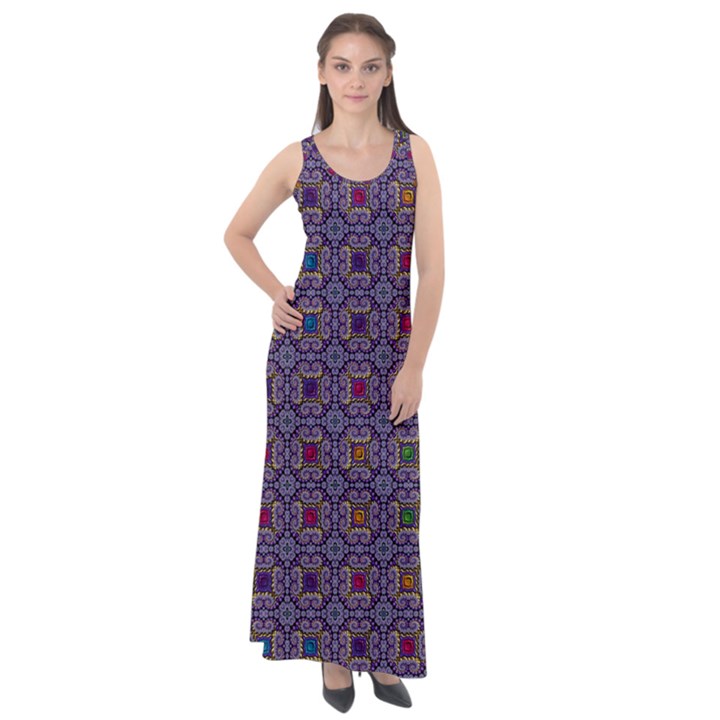 Tile Background Image Pattern Sleeveless Velour Maxi Dress