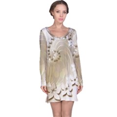 Flora Flowers Background Leaf Long Sleeve Nightdress by Mariart