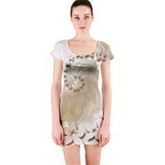 Flora Flowers Background Leaf Short Sleeve Bodycon Dress by Mariart