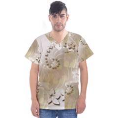 Flora Flowers Background Leaf Men s V-neck Scrub Top