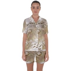 Flora Flowers Background Leaf Satin Short Sleeve Pyjamas Set by Mariart