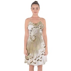 Flora Flowers Background Leaf Ruffle Detail Chiffon Dress by Mariart