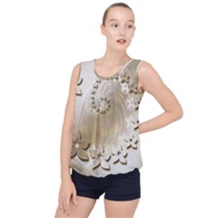 Flora Flowers Background Leaf Bubble Hem Chiffon Tank Top