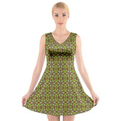 Background Image Pattern V-neck Sleeveless Dress by Pakrebo