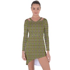 Background Image Pattern Asymmetric Cut-out Shift Dress by Pakrebo