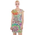 Dahlia Flower Colorful Art Collage Cap Sleeve Bodycon Dress View1