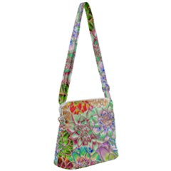 Dahlia Flower Colorful Art Collage Zipper Messenger Bag