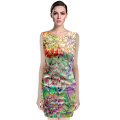 Dahlia Flower Colorful Art Collage Classic Sleeveless Midi Dress by Pakrebo