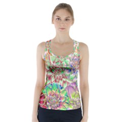 Dahlia Flower Colorful Art Collage Racer Back Sports Top by Pakrebo