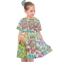 Dahlia Flower Colorful Art Collage Kids  Sailor Dress by Pakrebo