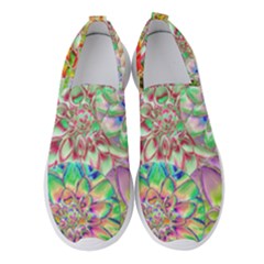 Dahlia Flower Colorful Art Collage Women s Slip On Sneakers