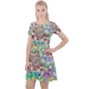 Dahlia Flower Colorful Art Collage Cap Sleeve Velour Dress  View1