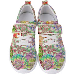 Dahlia Flower Colorful Art Collage Men s Velcro Strap Shoes