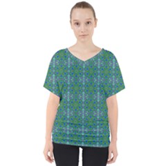 Farbenpracht Kaleidoscope Patterns V-neck Dolman Drape Top by Pakrebo