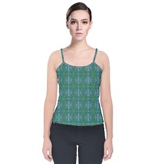 Farbenpracht Kaleidoscope Patterns Velvet Spaghetti Strap Top by Pakrebo