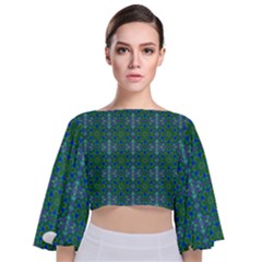 Farbenpracht Kaleidoscope Patterns Tie Back Butterfly Sleeve Chiffon Top by Pakrebo