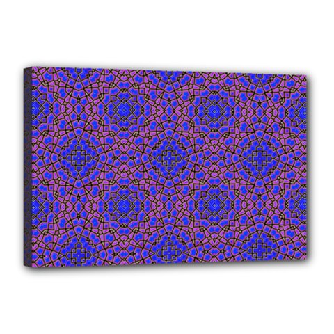 Tile Background Image Pattern Purple Blue Canvas 18  X 12  (stretched) by Pakrebo