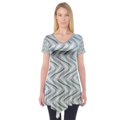 Abstract Geometric Line Art Short Sleeve Tunic  by Pakrebo