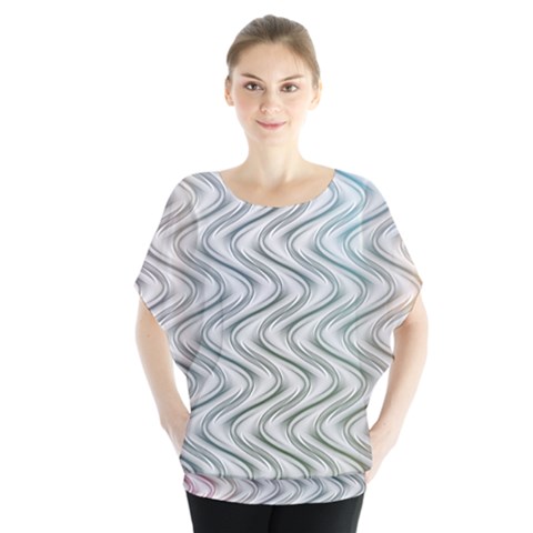 Abstract Geometric Line Art Batwing Chiffon Blouse by Pakrebo