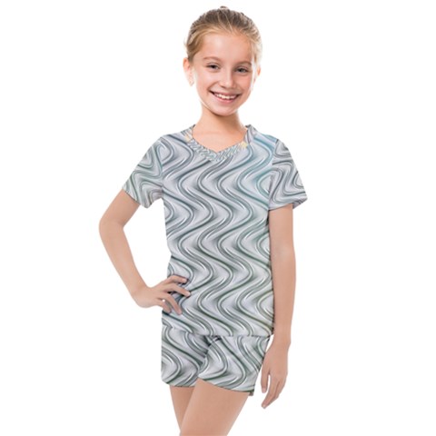 Abstract Geometric Line Art Kids  Mesh Tee And Shorts Set by Pakrebo