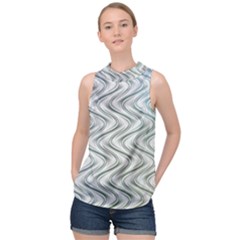 Abstract Geometric Line Art High Neck Satin Top by Pakrebo