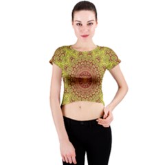 Background Fractals Surreal Design Crew Neck Crop Top by Pakrebo