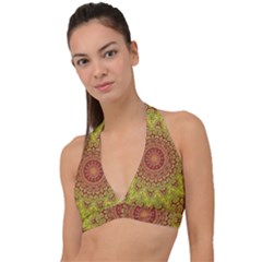 Background Fractals Surreal Design Halter Plunge Bikini Top by Pakrebo