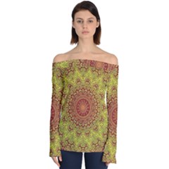 Background Fractals Surreal Design Off Shoulder Long Sleeve Top by Pakrebo