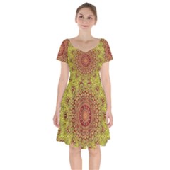 Background Fractals Surreal Design Short Sleeve Bardot Dress by Pakrebo