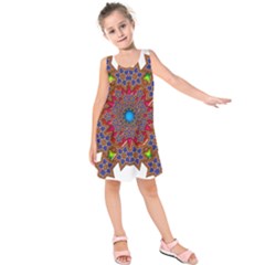 Tile Background Image Pattern Kids  Sleeveless Dress by Pakrebo