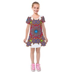 Tile Background Image Pattern Kids  Short Sleeve Velvet Dress by Pakrebo