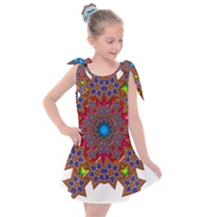 Tile Background Image Pattern Kids  Tie Up Tunic Dress by Pakrebo