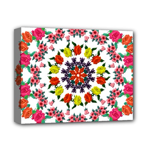 Tile Background Image Color Pattern Flowers Deluxe Canvas 14  X 11  (stretched) by Pakrebo