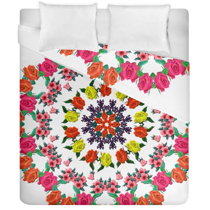 Tile Background Image Color Pattern Flowers Duvet Cover Double Side (California King Size)