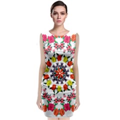 Tile Background Image Color Pattern Flowers Classic Sleeveless Midi Dress by Pakrebo