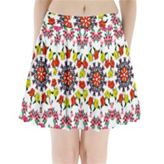 Tile Background Image Color Pattern Flowers Pleated Mini Skirt