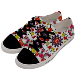 Tile Background Image Color Pattern Flowers Men s Low Top Canvas Sneakers