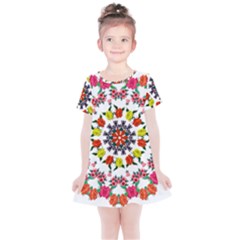 Tile Background Image Color Pattern Flowers Kids  Simple Cotton Dress by Pakrebo