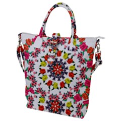 Tile Background Image Color Pattern Flowers Buckle Top Tote Bag by Pakrebo