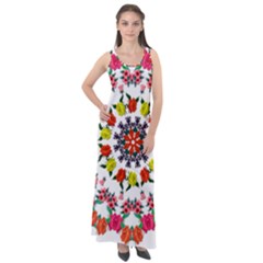 Tile Background Image Color Pattern Flowers Sleeveless Velour Maxi Dress