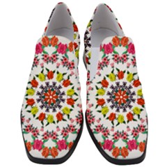 Tile Background Image Color Pattern Flowers Slip On Heel Loafers by Pakrebo