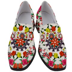 Tile Background Image Color Pattern Flowers Women s Chunky Heel Loafers