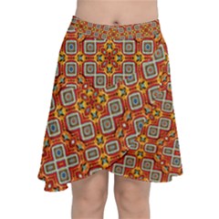 Tile Background Image Pattern Chiffon Wrap Front Skirt by Pakrebo