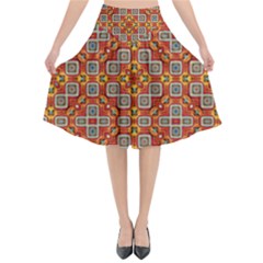 Tile Background Image Pattern Flared Midi Skirt by Pakrebo