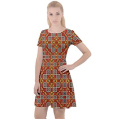 Tile Background Image Pattern Cap Sleeve Velour Dress 