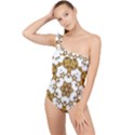 Fractal Tile Construction Design Frilly One Shoulder Swimsuit View1