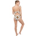 Fractal Tile Construction Design Frilly One Shoulder Swimsuit View2