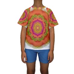 Pattern Colorful Abstract Kids  Short Sleeve Swimwear by Pakrebo