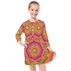 Pattern Colorful Abstract Kids  Quarter Sleeve Shirt Dress by Pakrebo